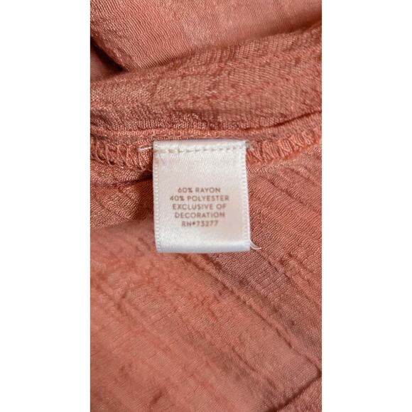 Lauren Conrad Women SZ XL Square Neck Embroidered Long Sleeve Blouse Peach - Picture 7 of 9